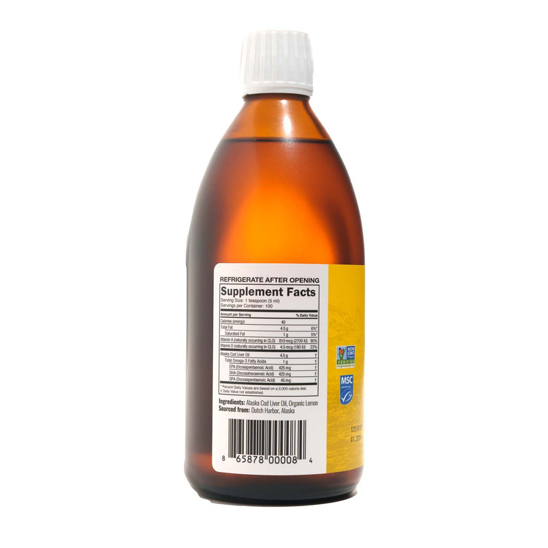 Cod Liver Oil Organic Lemon Flavor 16.67 oz