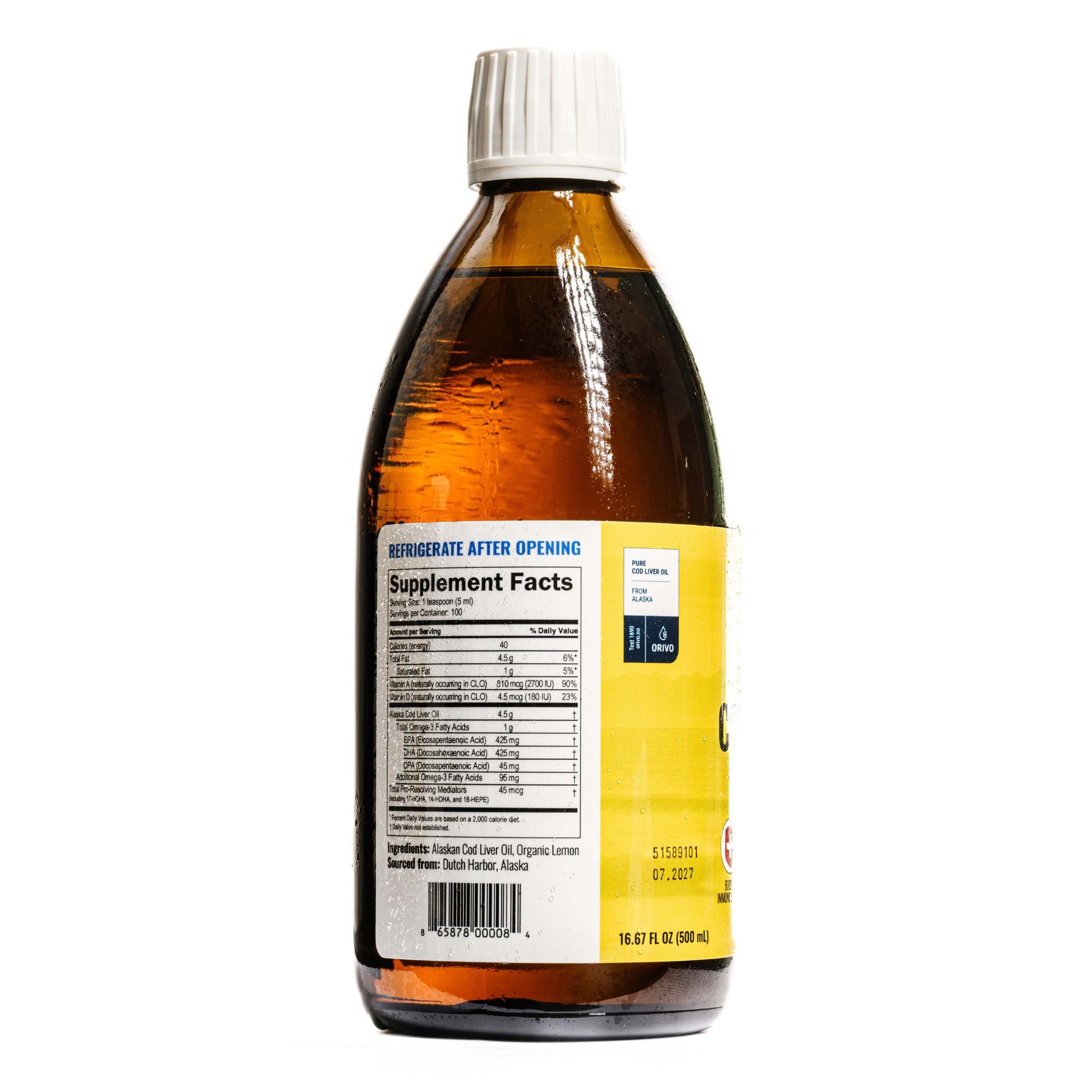 Cod Liver Oil Organic Lemon Flavor 16.67 oz