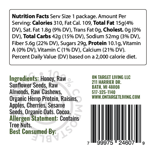 OTL Food Bar 12 Pack- Chocolate Hemp